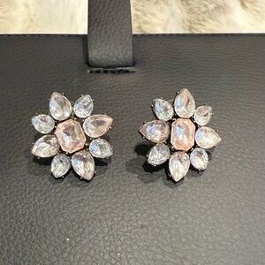 Elegant Pink and Silver Floral Earrings